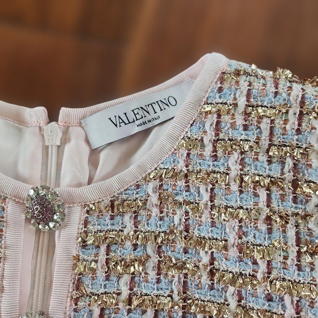 VALENTINO ツイード 半袖ワンピース