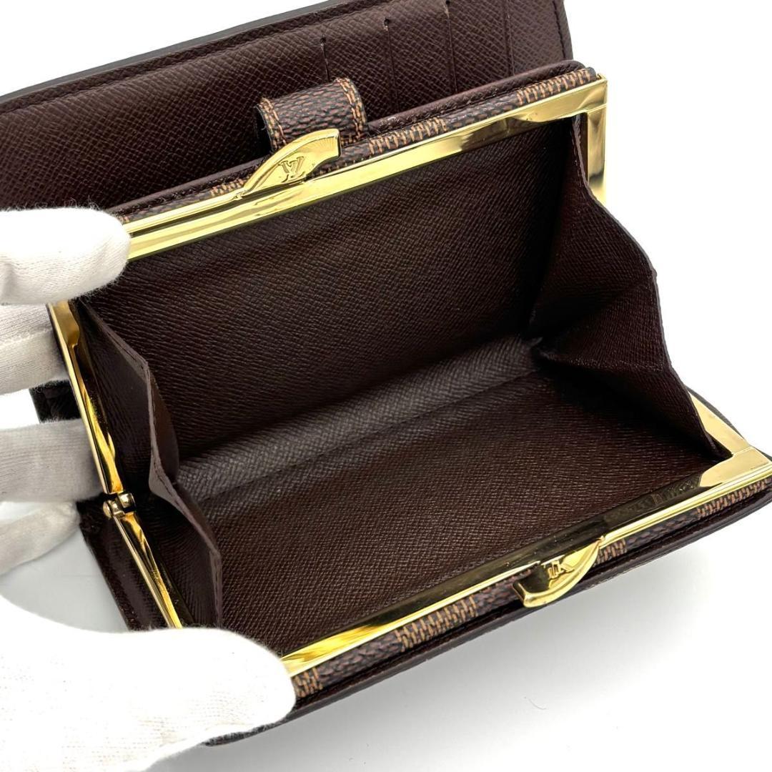 【超美品】ルイヴィトン ダミエ ヴィエノワ がま口 二つ折り財布 ブラウン