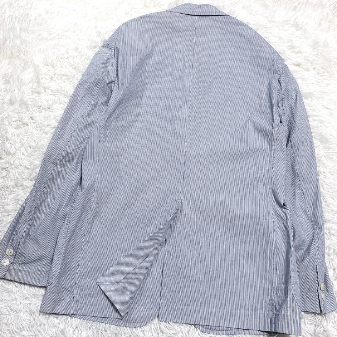 人気J.PRESSテーラードジャケットストライプブルー春夏アンコンLシアサッカー