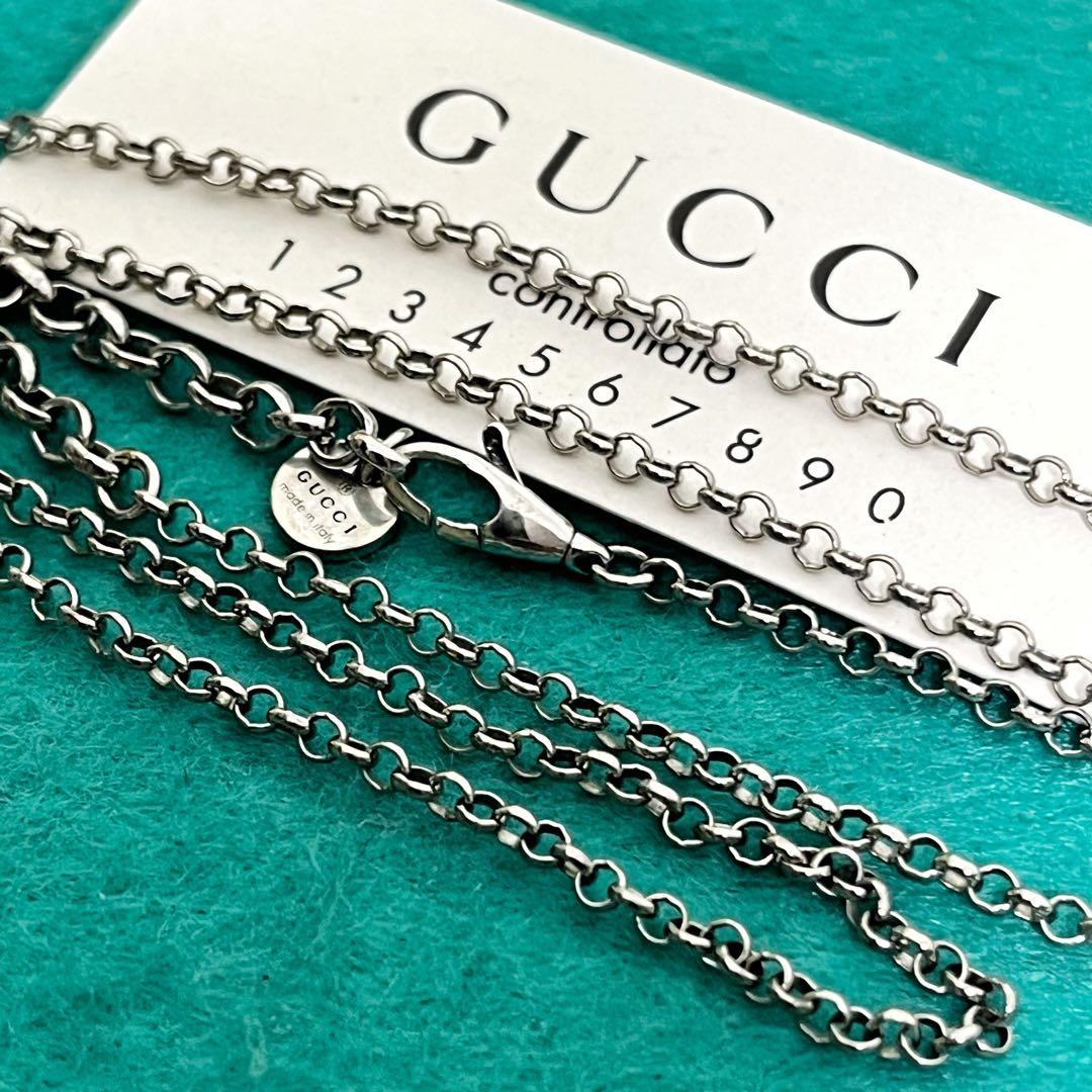 美品　GUCCI 2.2ミリ　クロームチェーンネックレス