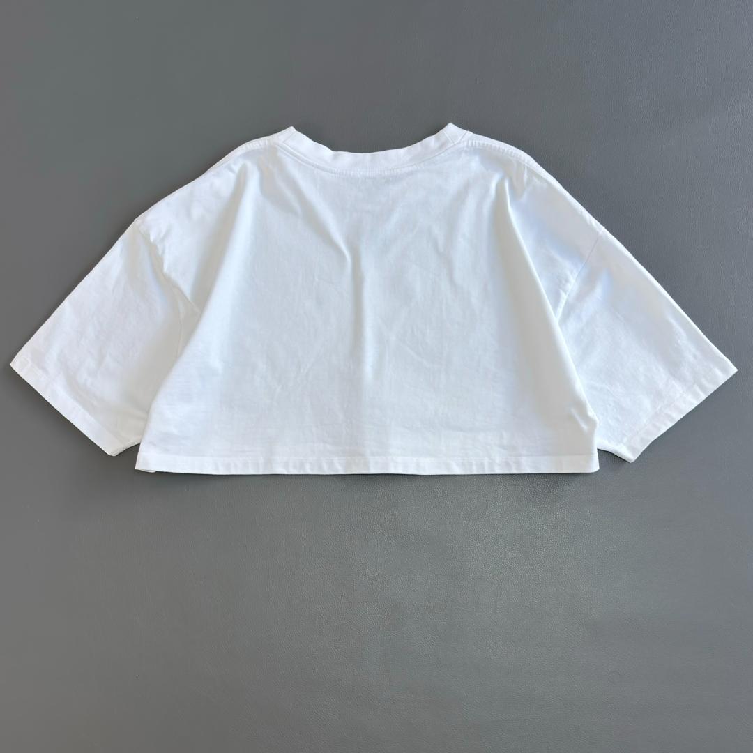 ロエベ アナグラム刺繍ロゴ クロップド 半袖Tシャツ 白 サイズL tw4