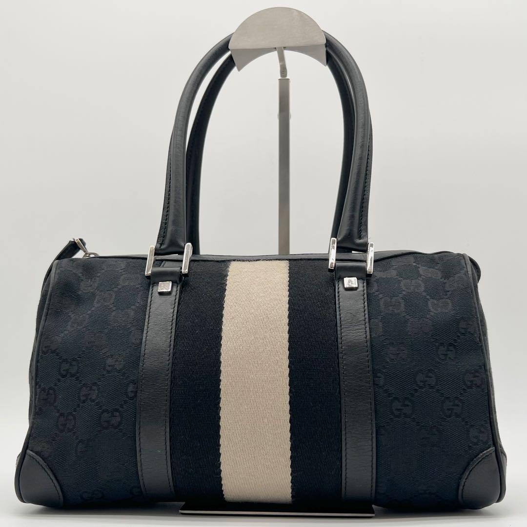 GUCCI GG シェリーライン ハンドバッグ ミニ ボストン ブラック
