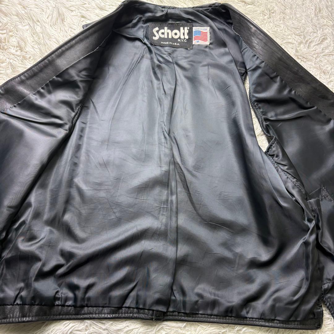 極美品　90s schott ショット USA製 本革 レザー ベスト　M 黒