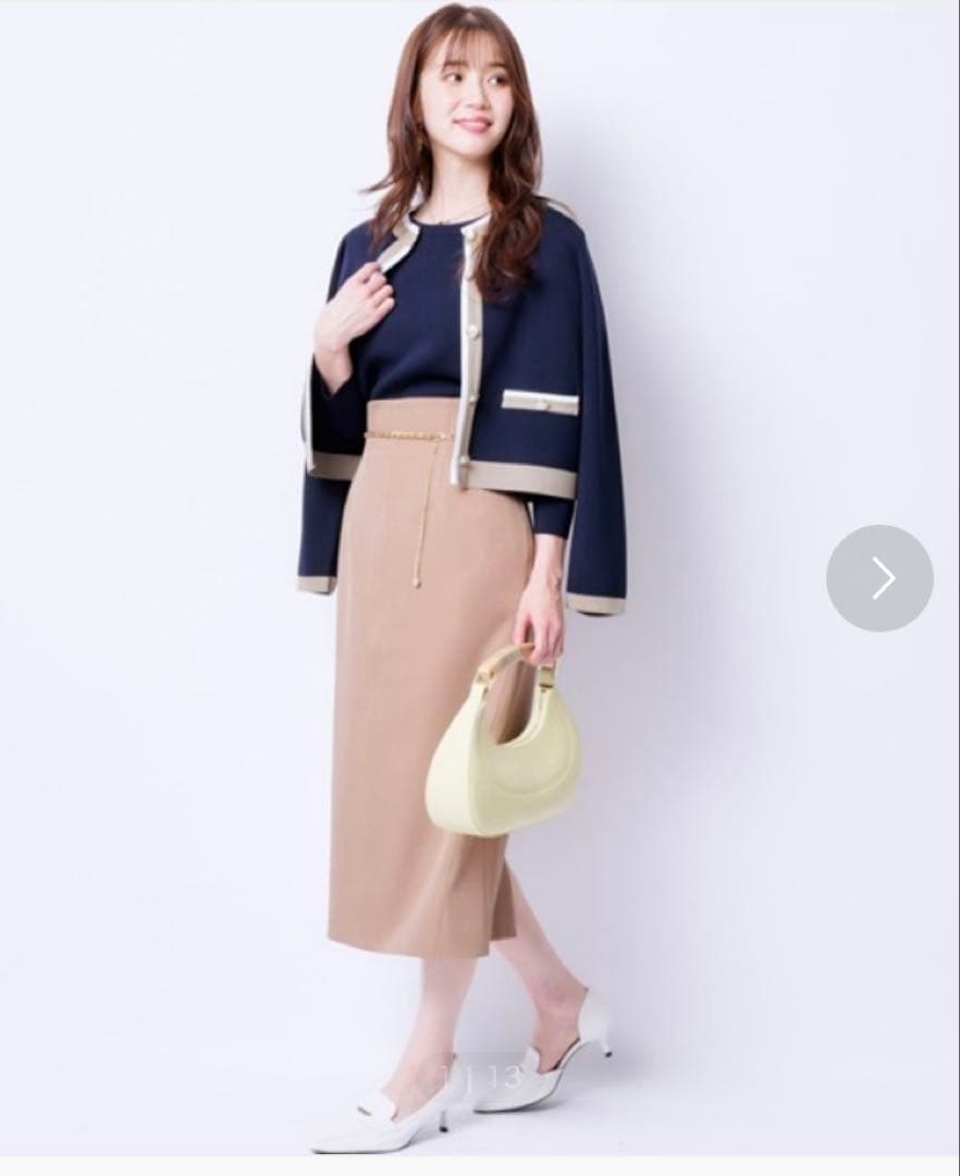 希少！美品 ジャスグリッティー 配色クルーカーデアンサンブル ネイビー