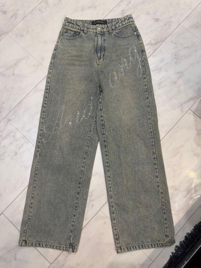 パンツ andwang Kirakira bijou denim