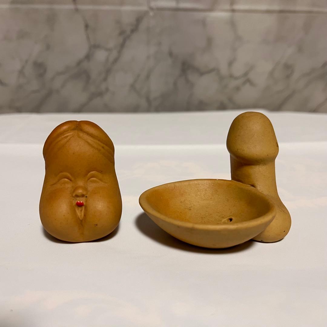 値下げ⬇️【美品】縁起物 お多福 置物 春画 男根 子宝 陶器 秘宝館 郷土玩具