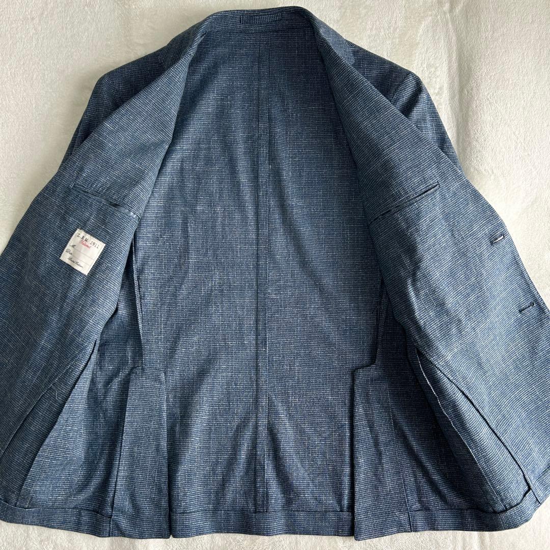 美品 エルビーエム イタリア製 ハウンドトゥース アンコン サマージャケット48