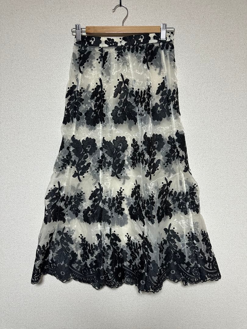 スカート CLANE SHEER FLOWER LACE SKIRT