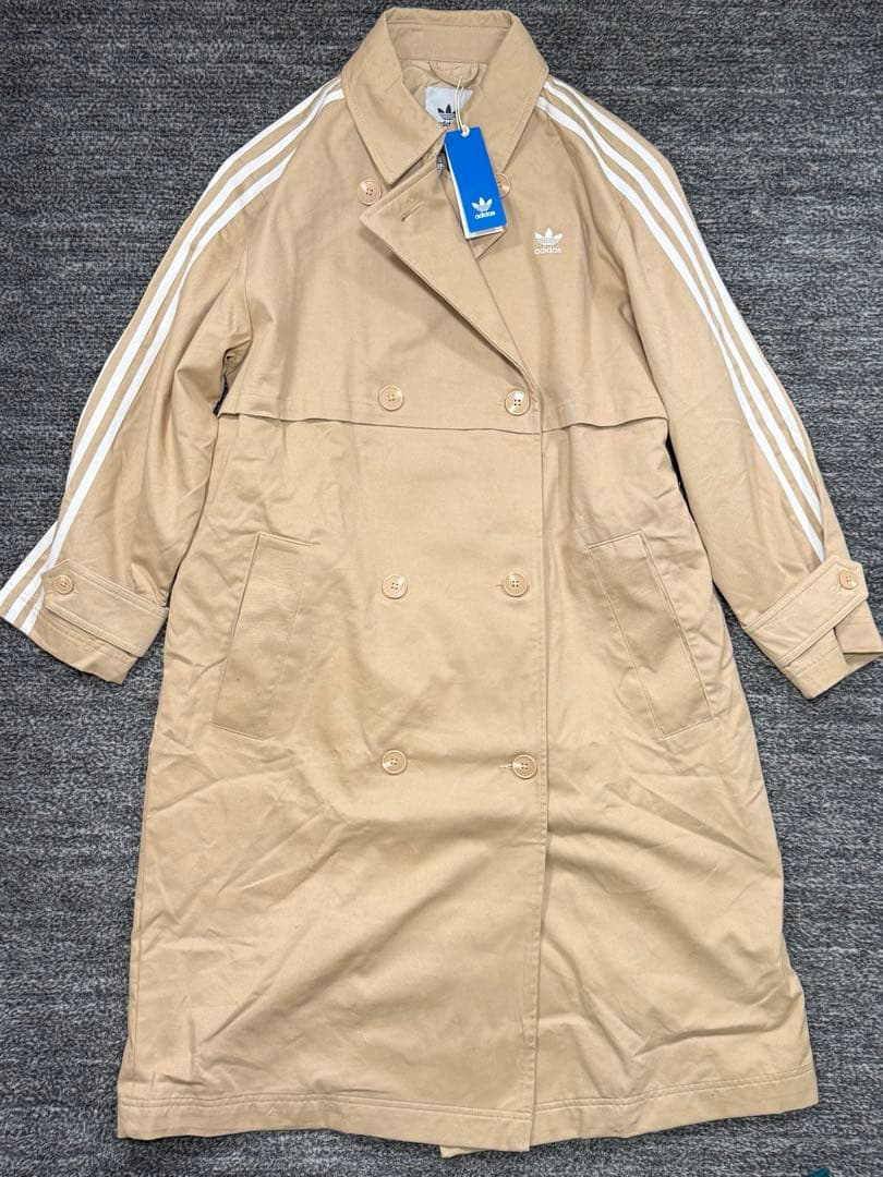 adidas originals 3本ライン　ツイル　トレンチコート　M