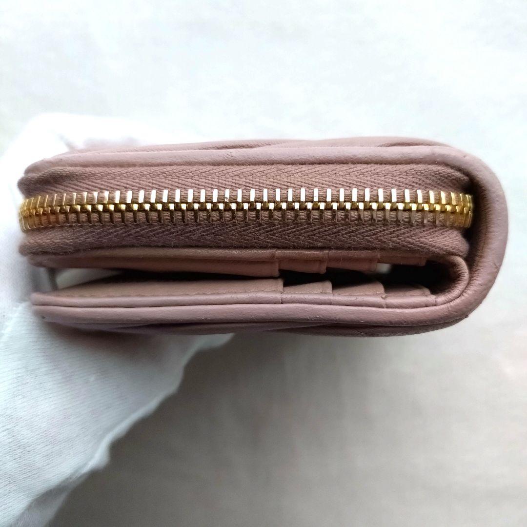 MIUMIU マテラッセ コンパクトウォレットゴールドロゴ ピンク
