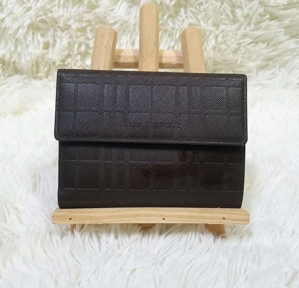 【極美品】BURBERRY 三つ折り財布 がま口 ノバチェック レザー ブラウン