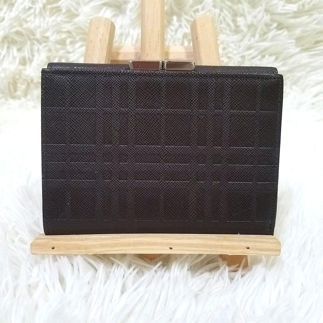 【極美品】BURBERRY 三つ折り財布 がま口 ノバチェック レザー ブラウン