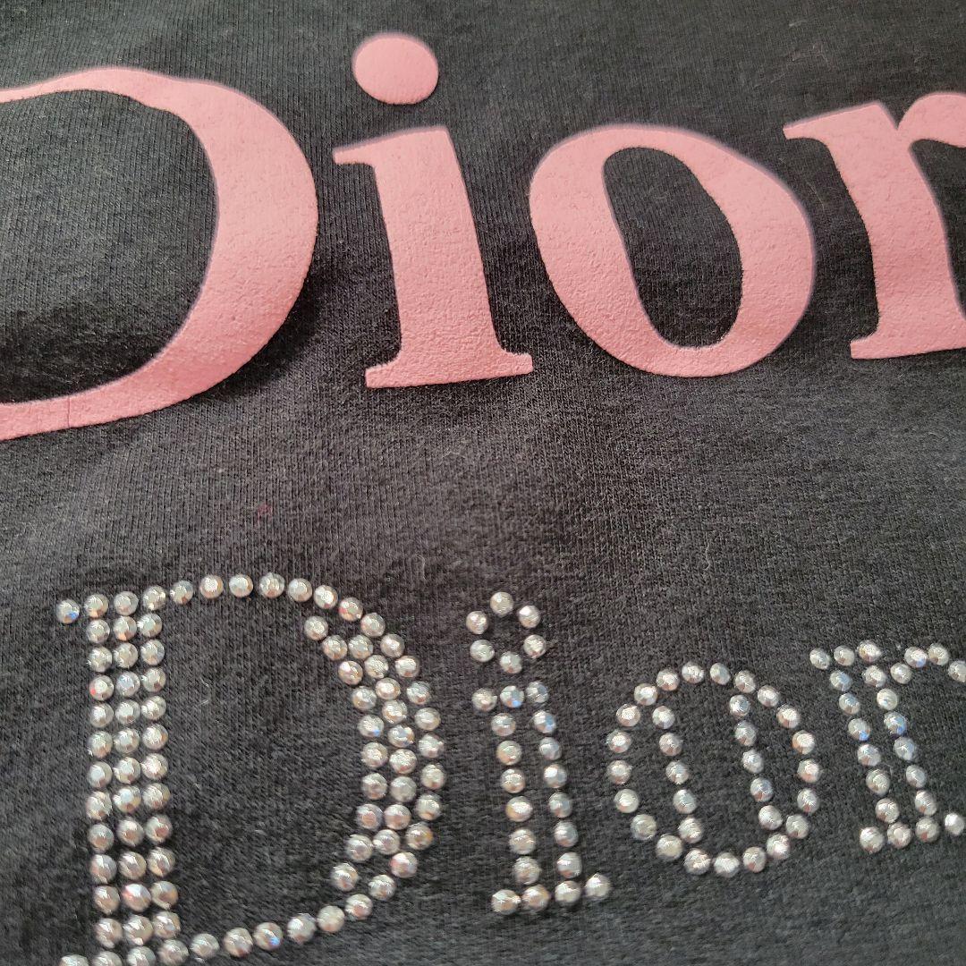 Dior　ディオール　キラキラ　ブラック×ピンク　ロゴ　Tシャツ　半袖　可愛い