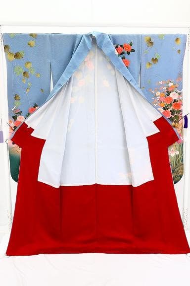 美品 本振袖 水色 金彩加工 枝花 身丈172.5cm トールサイズ フォーマル
