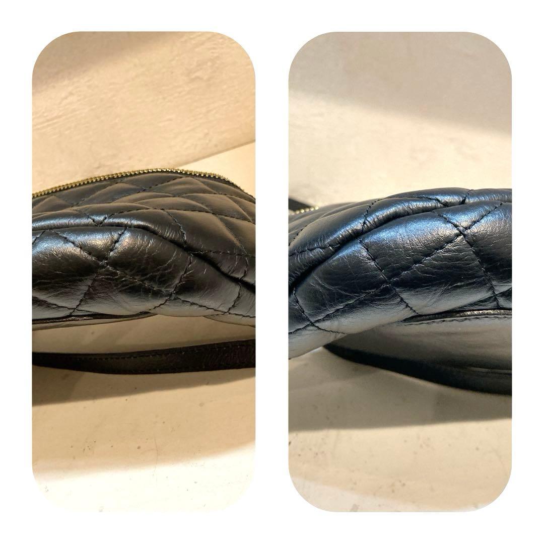 【美品】AULENTTI キルティング　ウエストバッグ　ボディバッグ　黒
