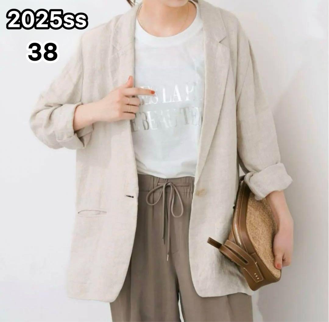 現行モデル✨25ss✨リネンエアリージャケット スピックアンドスパン 麻 38