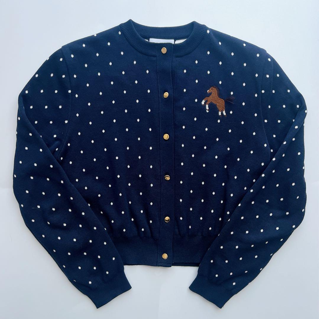 SEVENTEN セブンテン ワンポイント刺繍ドットカーディガン