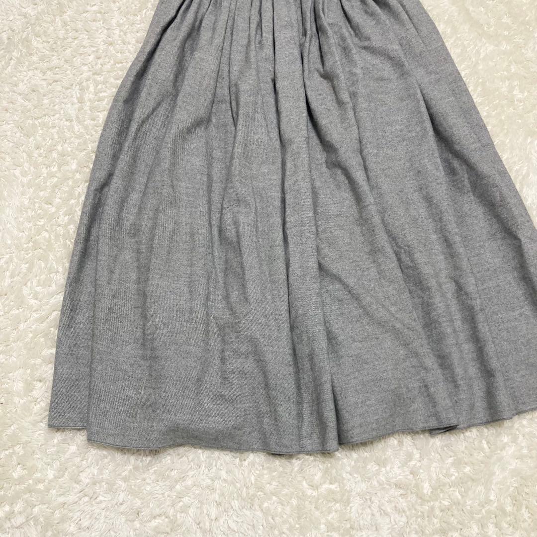 希少 極美品✨huis.遠州織物 ヤクウール綾ネルロングスカート ライトグレー