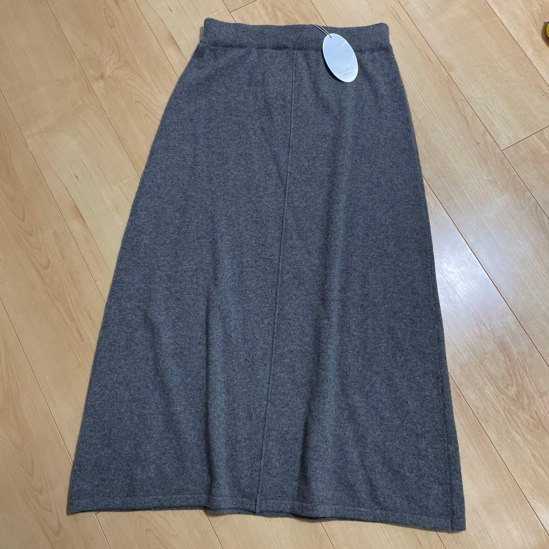 ニットスカート　カシミヤ100% スカート　ニット　グレー