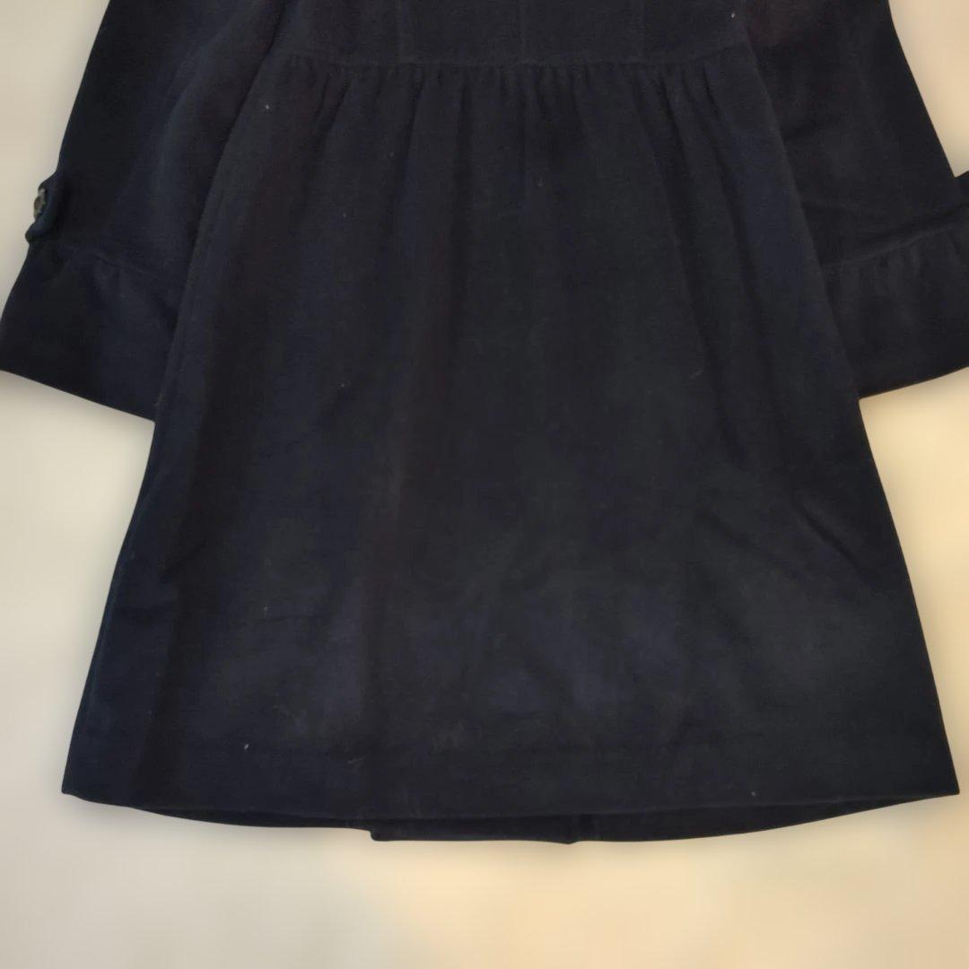 【極美品】オースチンリード ロングコート アンゴラ混 ネイビー フォックスファー