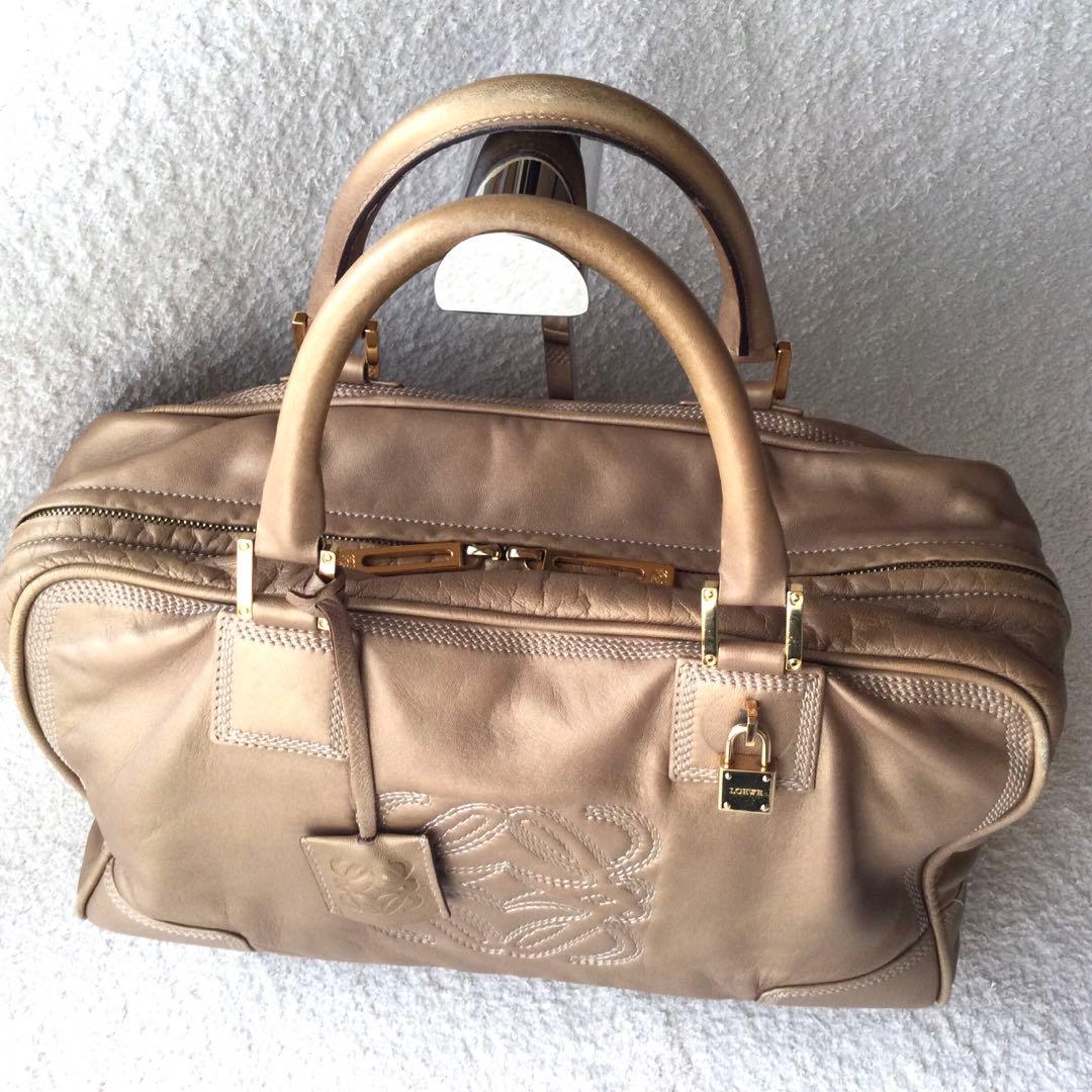 LOEWE ロエベアマソナ36ミニボストン　ハンドバッグ　ゴールド金具　ステッチ