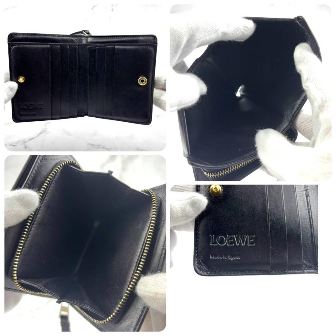 【極上美品】LOEWEロエベ【アナグラム】パズル⭐財布 ラウンドジップ ブラック