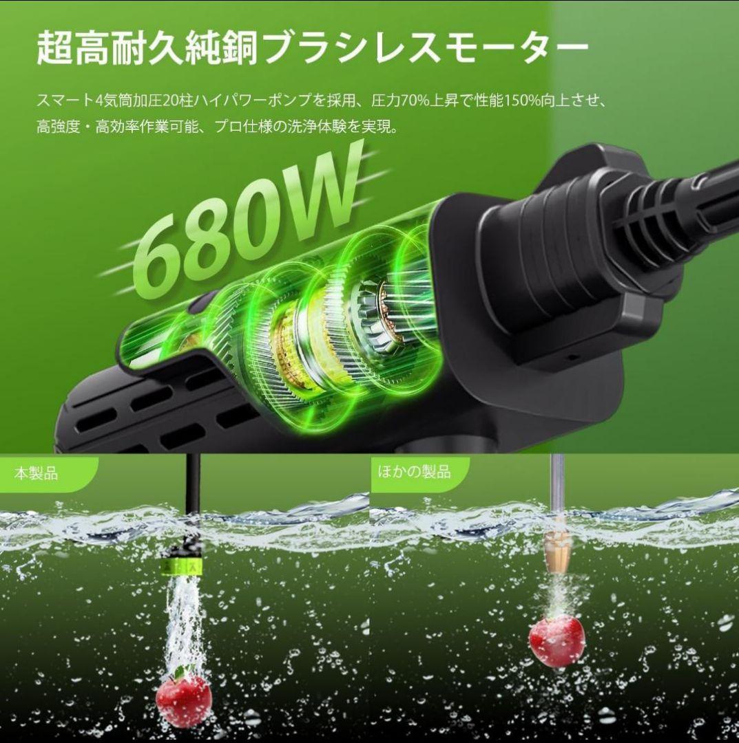 高圧洗浄機 洗車機 コードレス 充電式 10MPa 20000mAh グリーン
