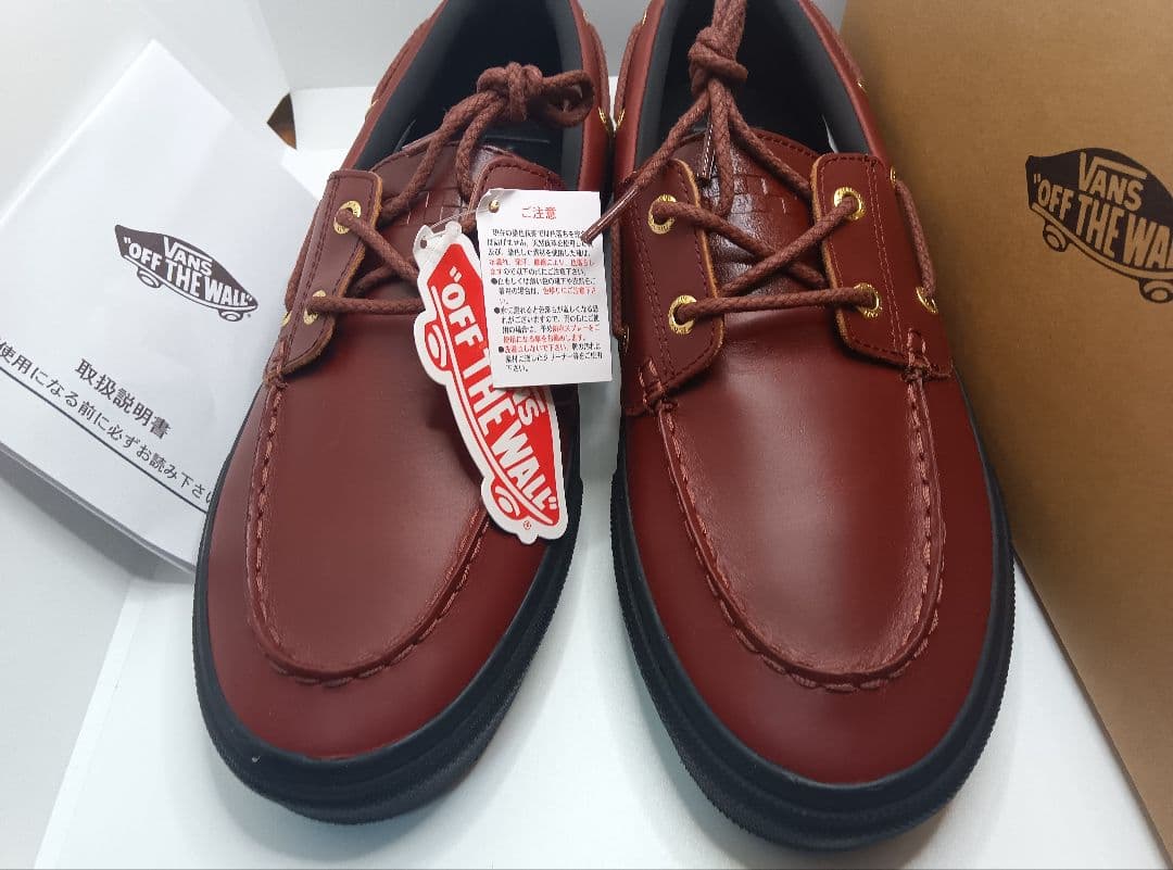D*u様 新品VANSモカシンデッキシューズ本革レザー茶ブラウン26.5cm