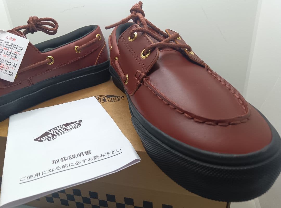 D*u様 新品VANSモカシンデッキシューズ本革レザー茶ブラウン26.5cm