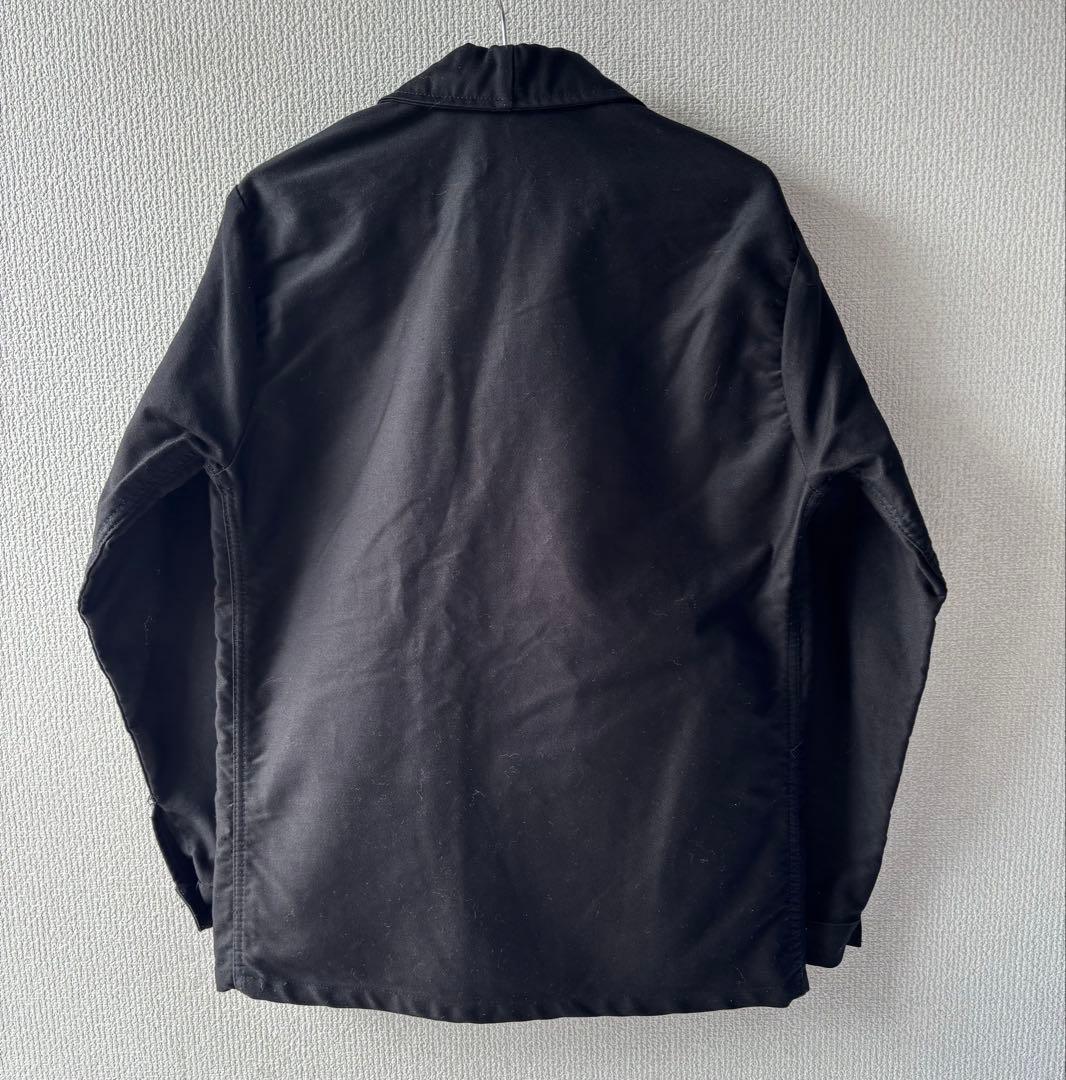 ブラック モールスキン ワーク ジャケット 40/42 フレンチ ユーロ 黒