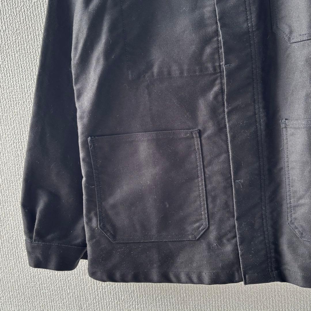 ブラック モールスキン ワーク ジャケット 40/42 フレンチ ユーロ 黒