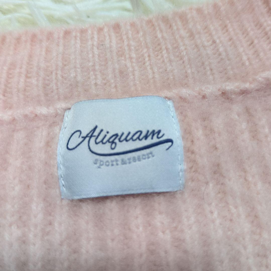 Aliquam 　カシミヤ100% カーディガン　厚手ニット　パステルピンク　Ｍ