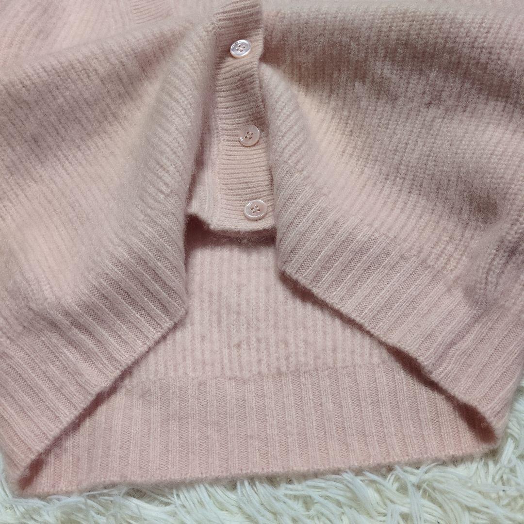 Aliquam 　カシミヤ100% カーディガン　厚手ニット　パステルピンク　Ｍ