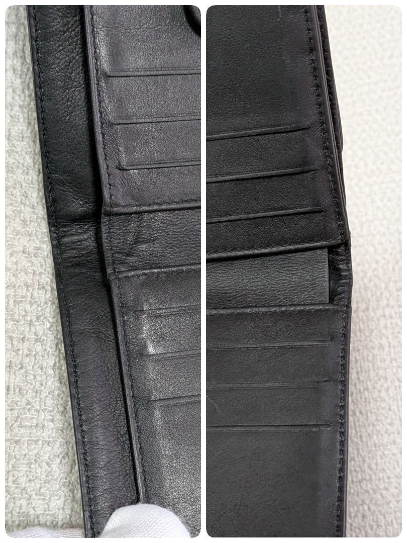 シャネル　デカココ　Wホック折り財布　キャビアスキン　黒　正規品　チェーン
