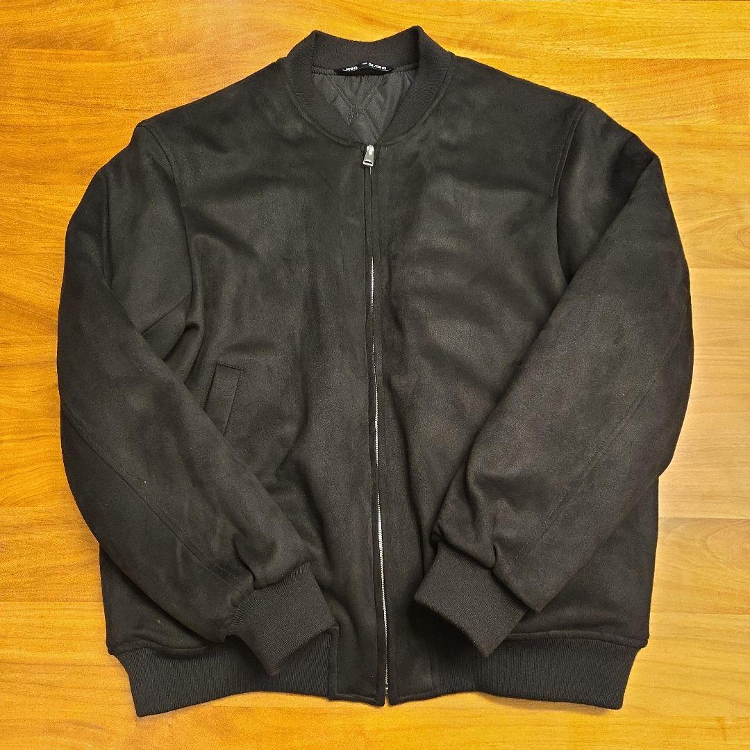 mnbv様 ZARA フェイクスエード ボンバージャケット ブラック Lサイズ
