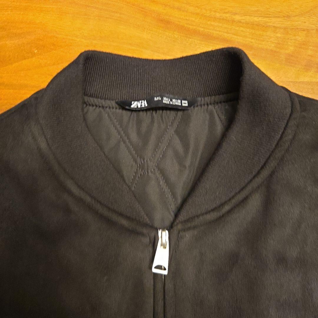mnbv様 ZARA フェイクスエード ボンバージャケット ブラック Lサイズ