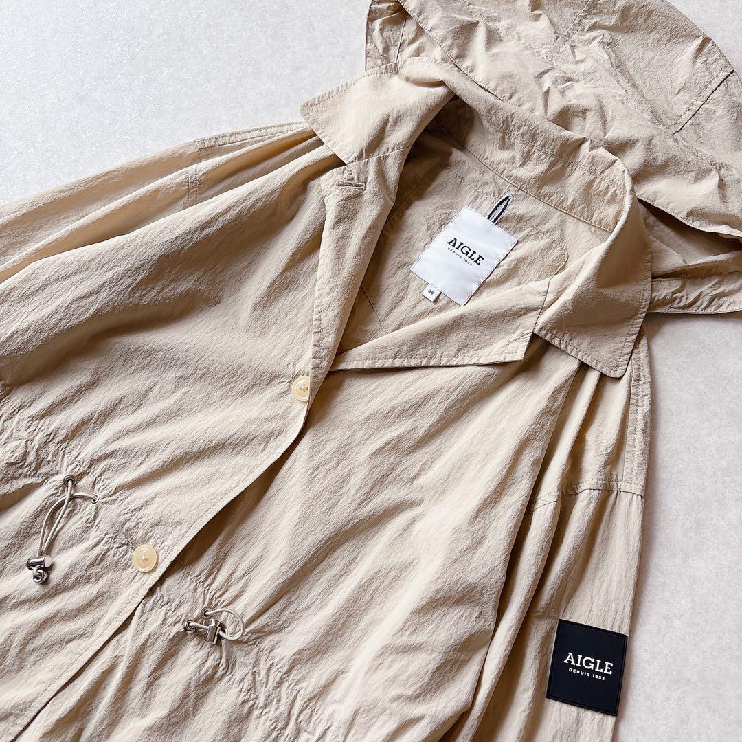 極美品★AIGLE｜定価2.6万 撥水 ワッシャータッチ コート ベージュ