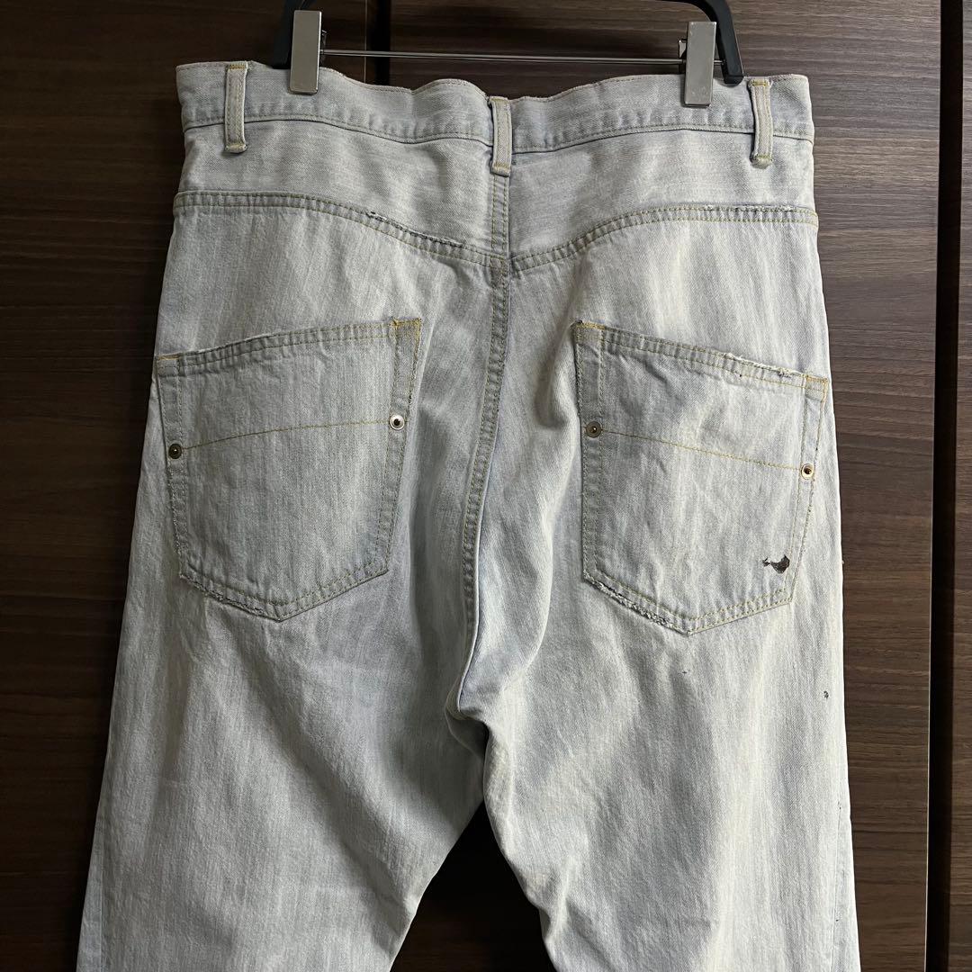 FRAPBOIS フラボア サルエル デニムパンツ ペイント ブリーチ加工 古着