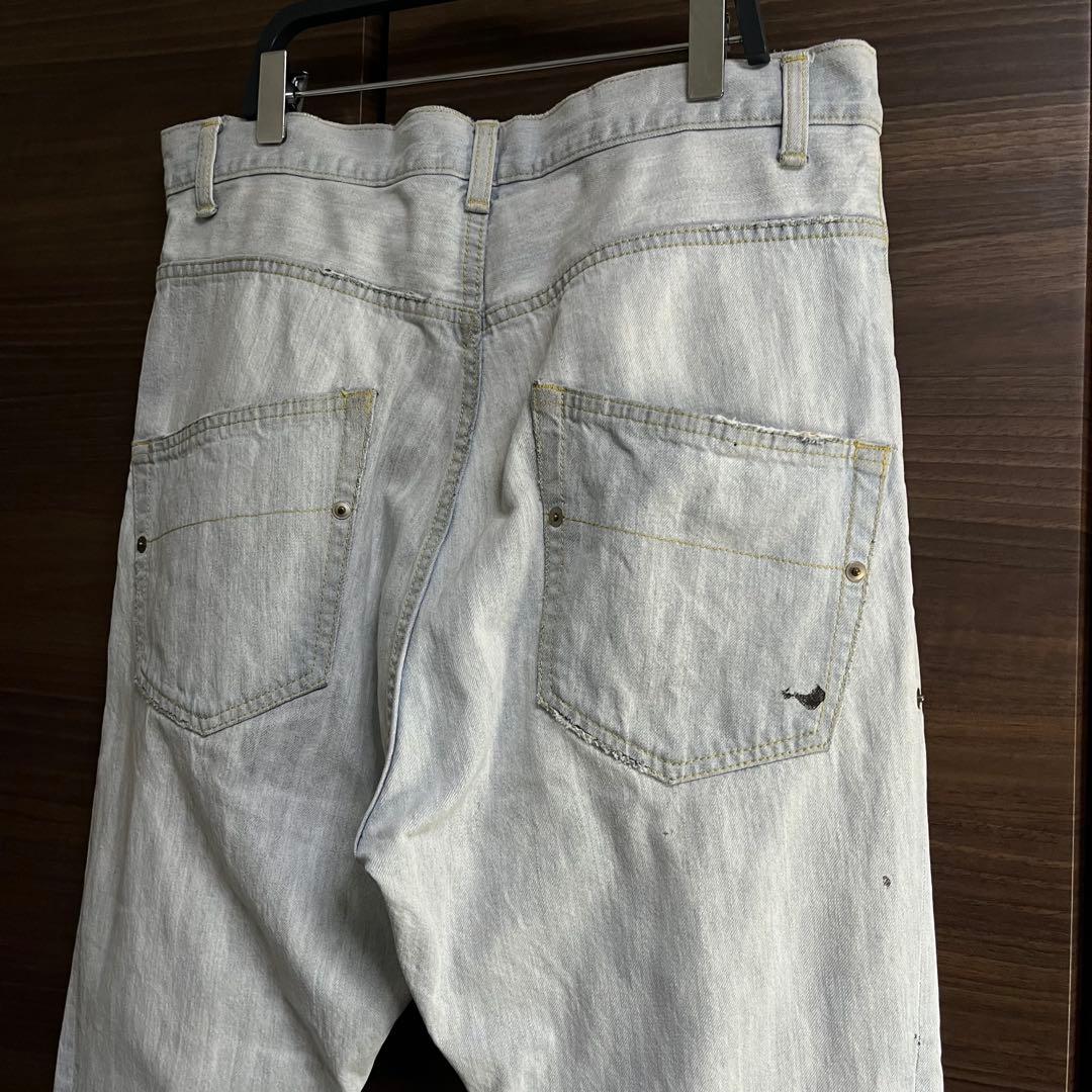 FRAPBOIS フラボア サルエル デニムパンツ ペイント ブリーチ加工 古着