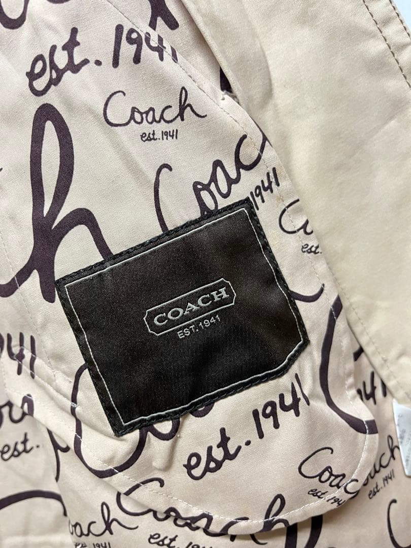 良好 COACH コーチ 裏地総柄 ターンロックコットン ステンカラーコート 2