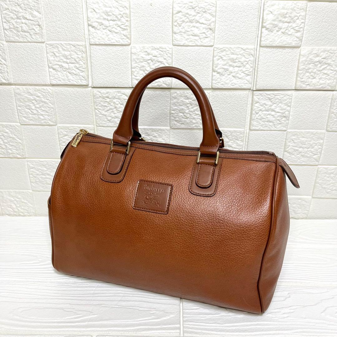 ✨極美品✨☘️バーバリー☘️✨ボストンバッグ✨ミニ✨ノバチェック✨シボ革✨