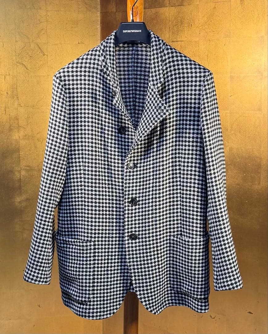 【エンポリオアルマーニ】極美品定価230,000円千鳥格子春物ジャケット52
