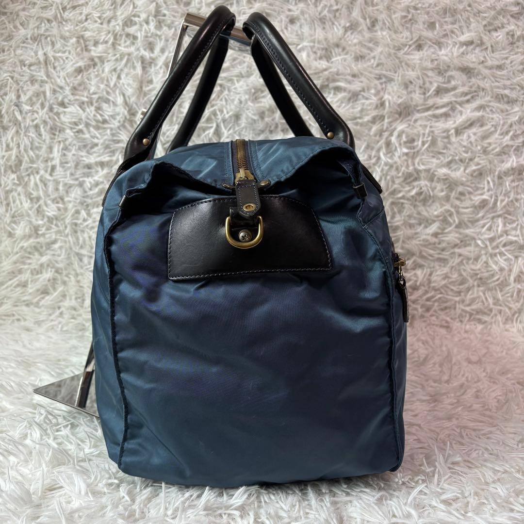 極美品/別売の底板付✨フェリージ ボストンバッグ 2way 大容量 P4 青