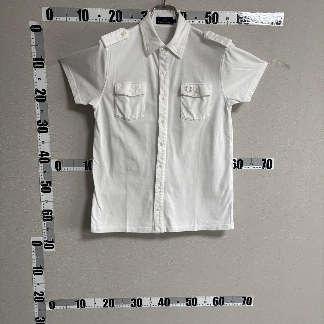 FRED PERRY フレッドペリー ボタンシャツ ポロシャツ M白 ホワイト