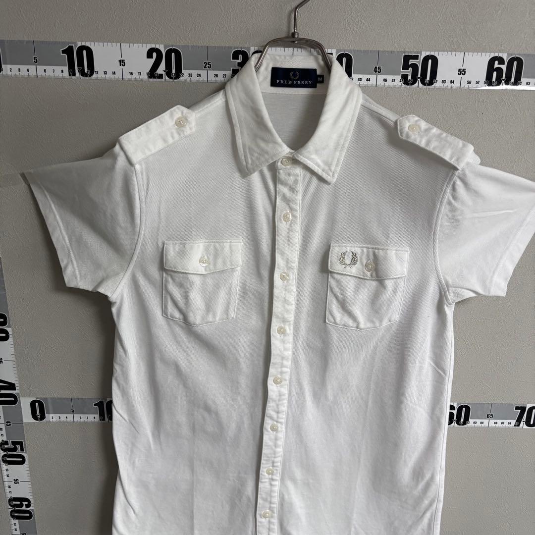 FRED PERRY フレッドペリー ボタンシャツ ポロシャツ M白 ホワイト