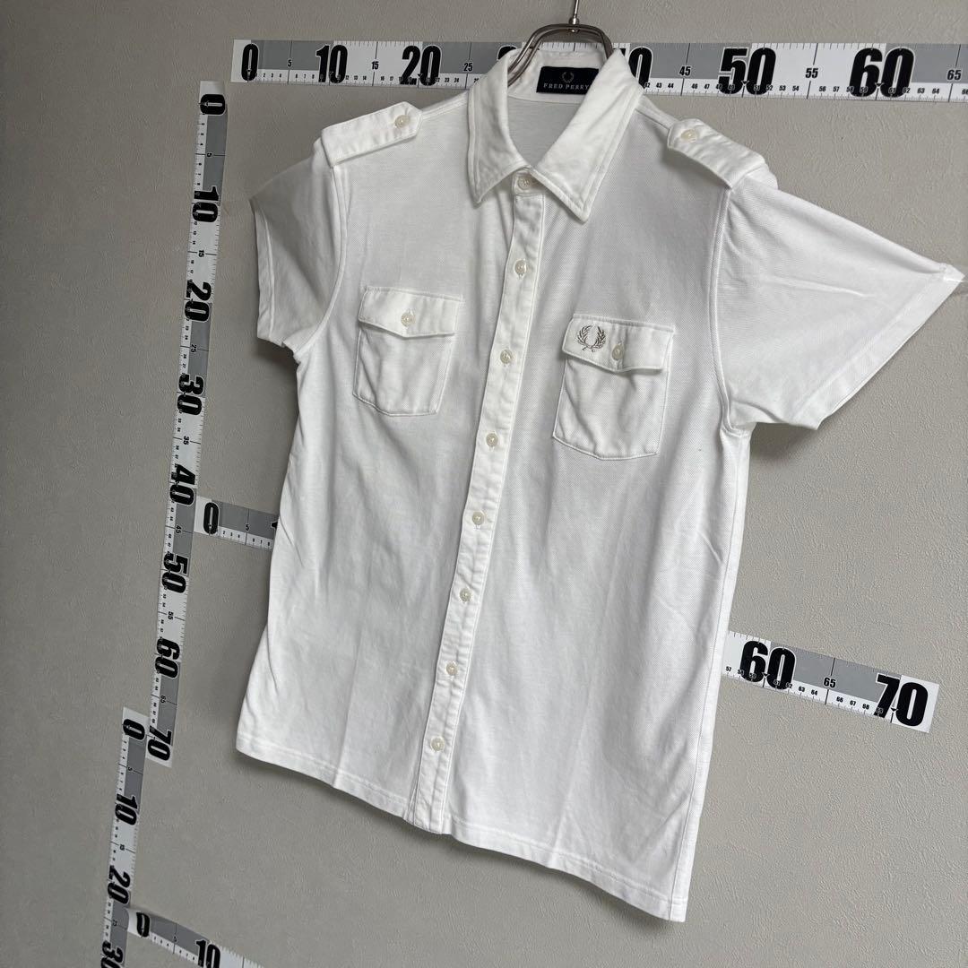 FRED PERRY フレッドペリー ボタンシャツ ポロシャツ M白 ホワイト