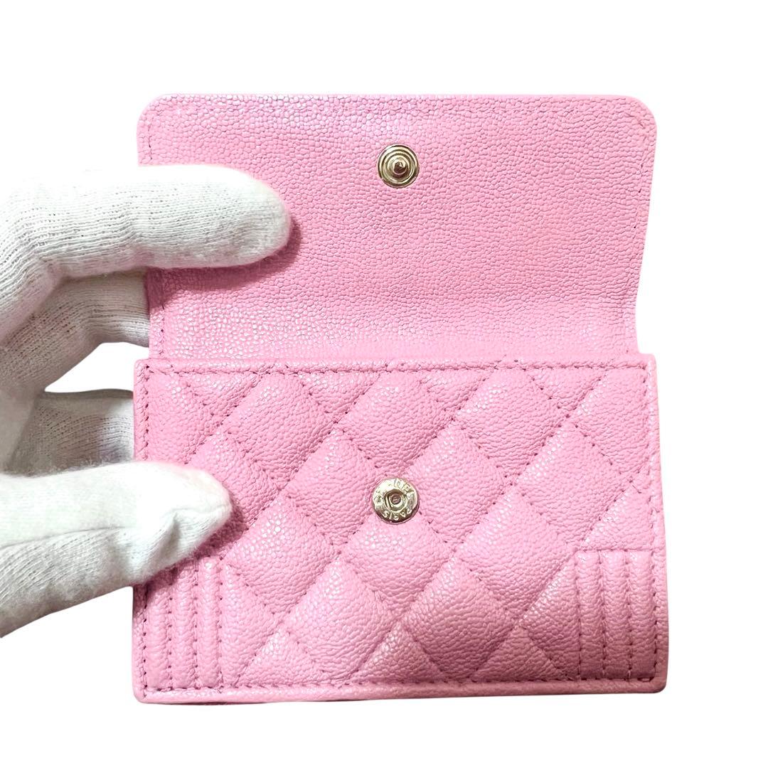 シャネル CHANEL ボーイシャネル キャビアスキン マトラッセ 三つ折り財布