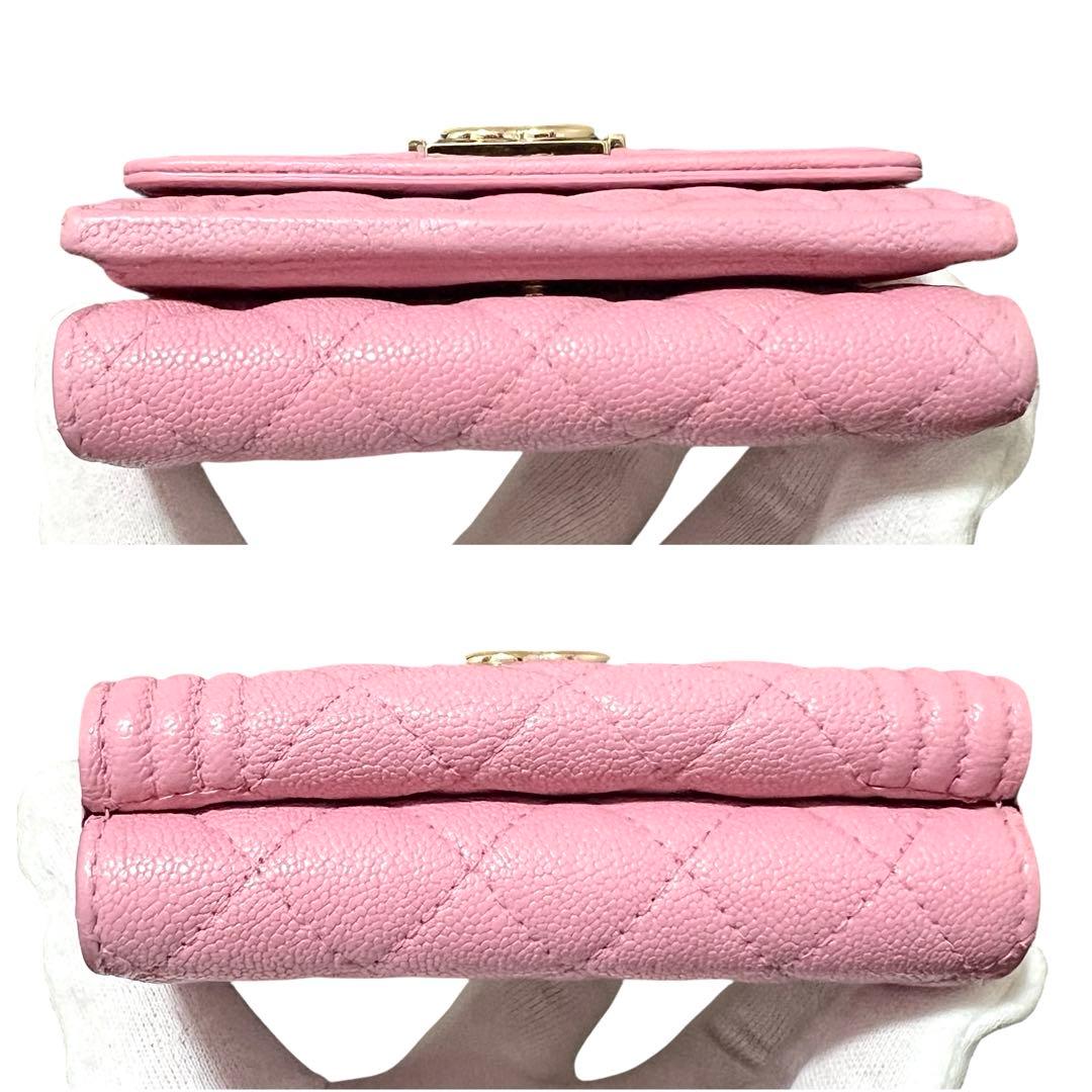 シャネル CHANEL ボーイシャネル キャビアスキン マトラッセ 三つ折り財布