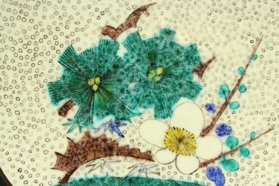 色絵 松竹梅 飾皿 浅蔵五十吉造 共箱(メ1489)