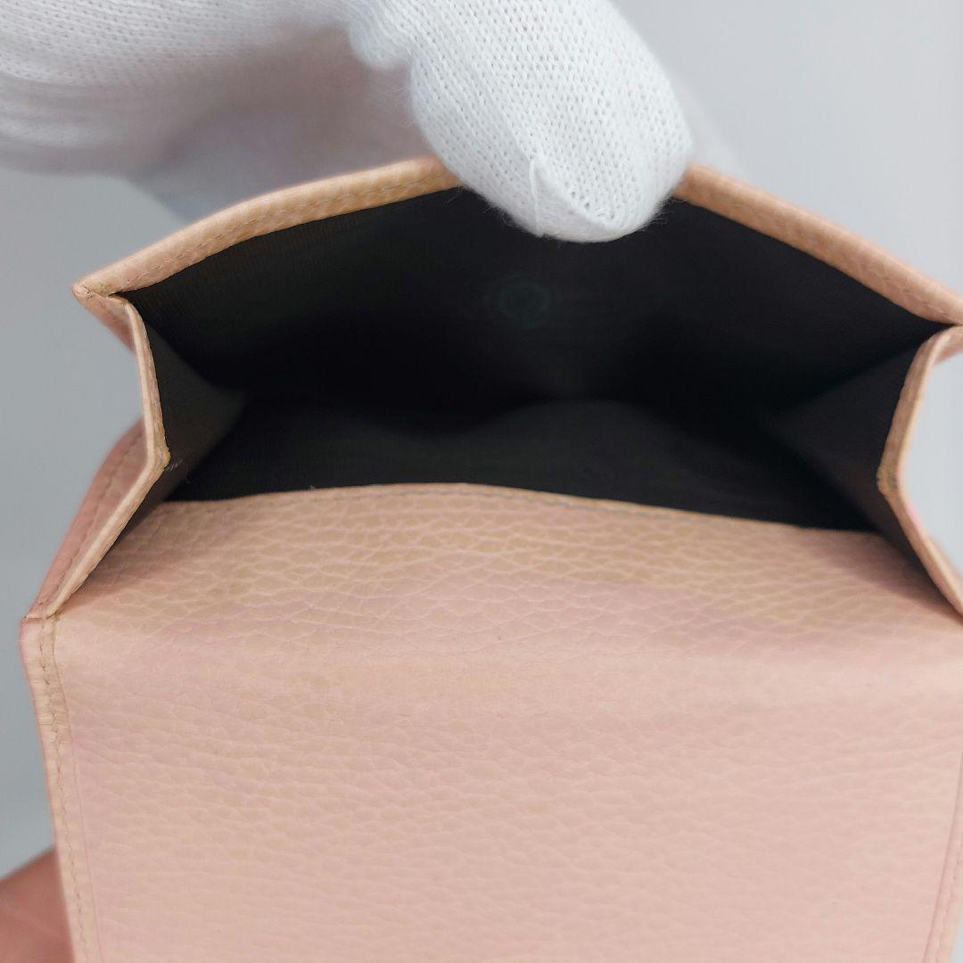 GUCCI グッチ ピンク レザー 二つ折り 財布 マーモント